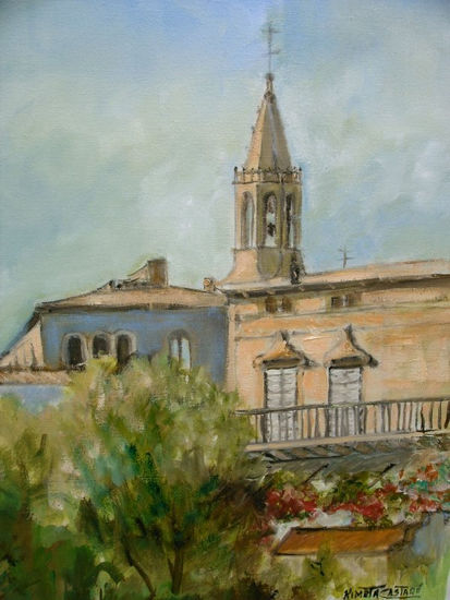 cassa,pueblo, campanario Oil Canvas Landscaping