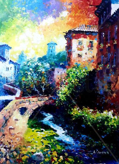 Carrera Darro. Granada Acrylic Canvas Landscaping