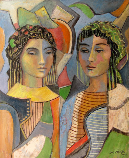 Mujeres Oil Textile Figure Painting