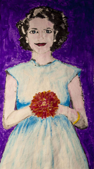 chica con flor Acrylic Canvas Portrait