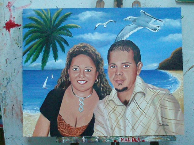 mis amigos Oil Canvas Portrait