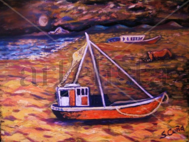 BARCAZA Oil Canvas Marine Painting