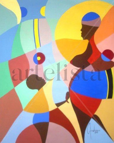 Estampilla Africana Acrylic Canvas Figure Painting