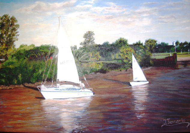 A navegar! Oil Canvas Marine Painting