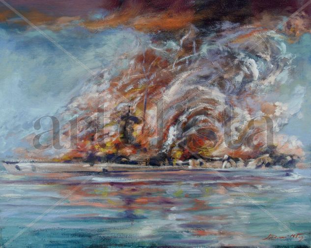 Graff Spee Oil Canvas Marine Painting