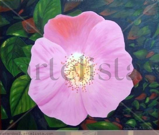 Flor Rosa Oil Panel Floral Painting