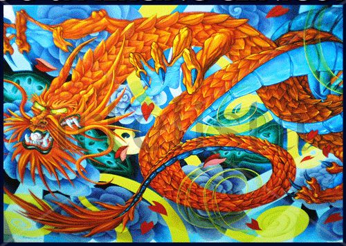 Dragon japones Oil Canvas Animals