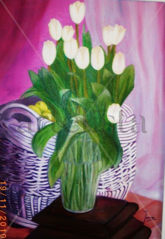 cesta de tulipanes
