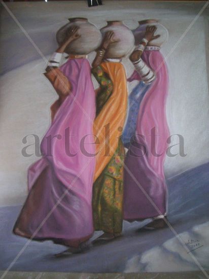 Mujeres con cántaros Pastel Papel Figura