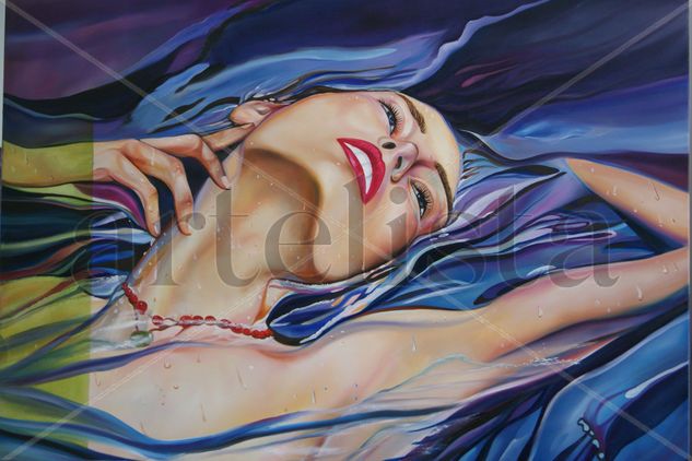 sueno en azul II /dream in blue Oil Canvas Figure Painting