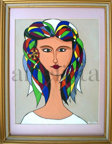 Pelo de colores Acrylic Canvas Portrait