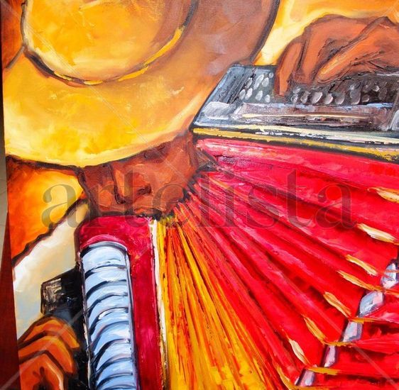 MUSICO PARAGUAYO-EL BANDONEON Oil Canvas Figure Painting