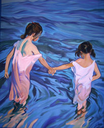niñas en la playa...