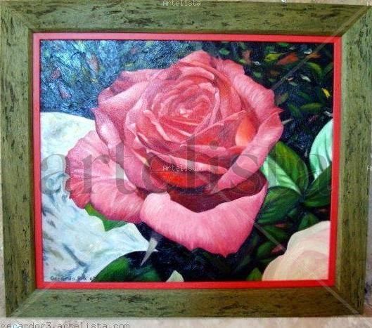 Rosa Roja Oil Canvas Floral Painting