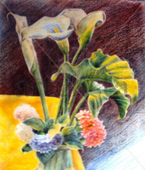 bodegon Pencil (coloured) Card Still Life Paintings