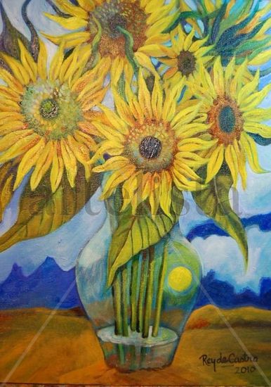 "El secreto que guardan los girasoles" "The secret the sunflowers hold" Óleo Lienzo Paisaje