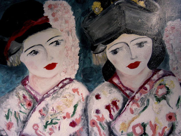 Ceremonia de Geishas(detalle1) Acrílico Lienzo Retrato