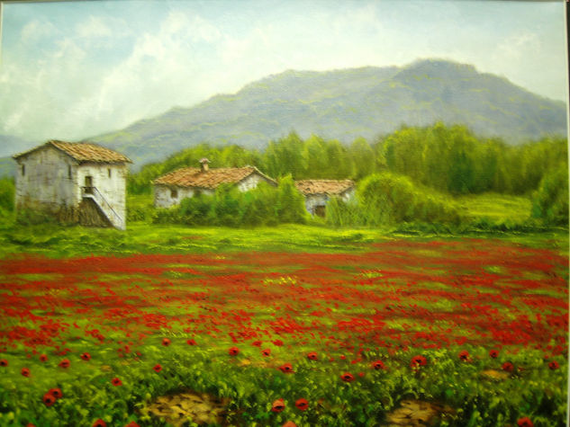 masia en primavera Oil Canvas Landscaping