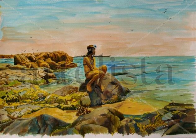Joven junto al mar