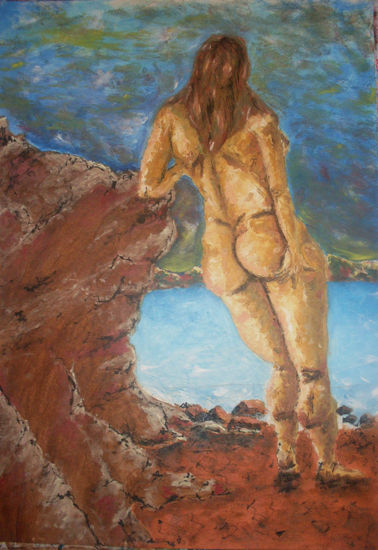 contemplando Oil Card Figure Painting