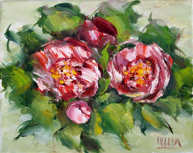 Camélias Rosas Oil Canvas Floral Painting