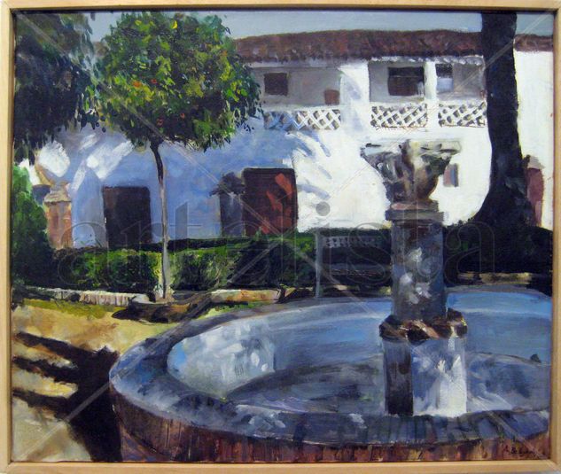 Plaza de los borregos - Cazalla de la sierra Sevilla Oil Canvas Landscaping