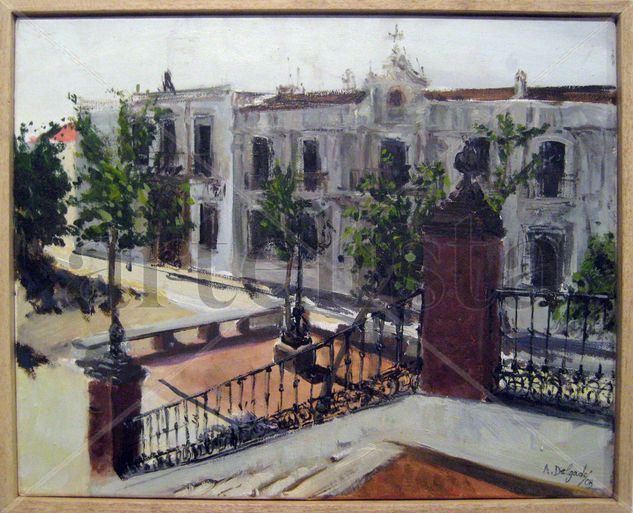 Desde la Iglesia - Cazalla de la Sierra Sevilla Oil Canvas Landscaping