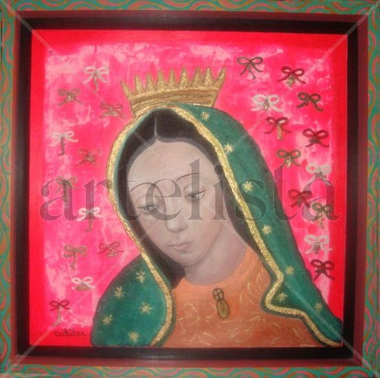 "VÍRGEN DE GUADALUPE" Acrylic Textile Portrait