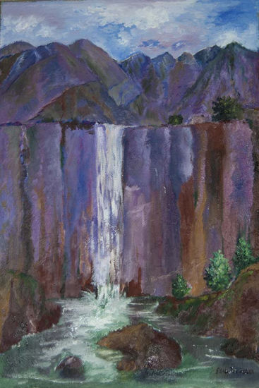 CASCADA DE LUGAREJOS Oil Canvas Landscaping