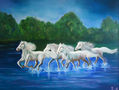 caballos al amanecer