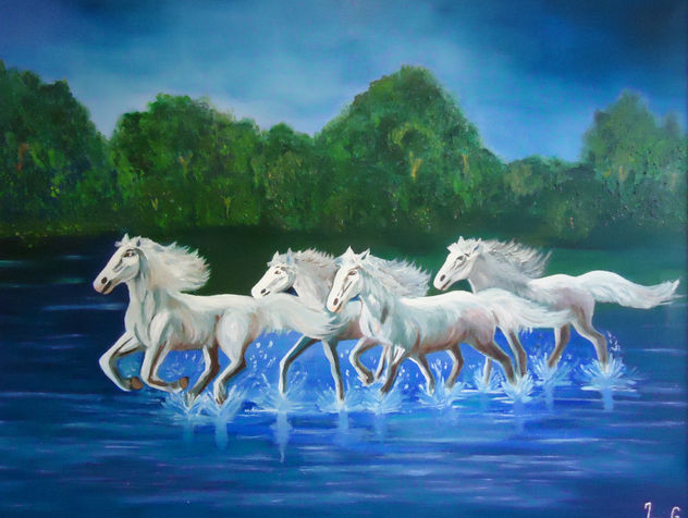 caballos al amanecer