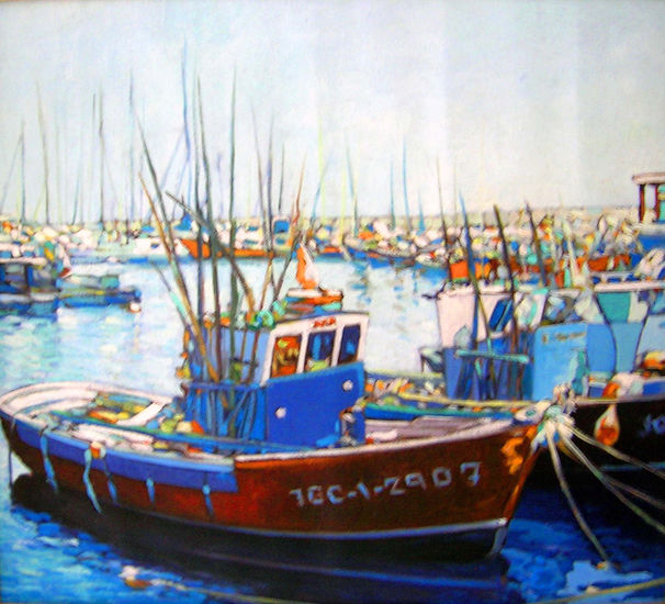 Barcas de pesca (Mogán) Oil Canvas Marine Painting