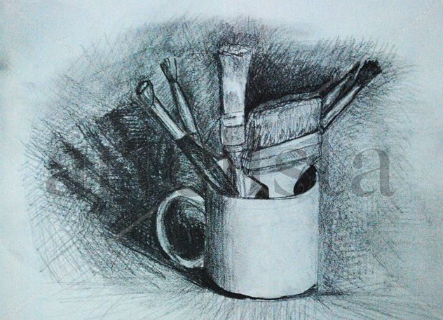 Pinceles sobre taza