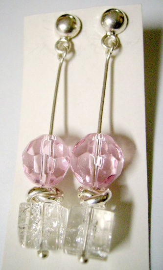 Aretes de Muranos Rosa y Craquelado Joyería Joyería y Bisutería