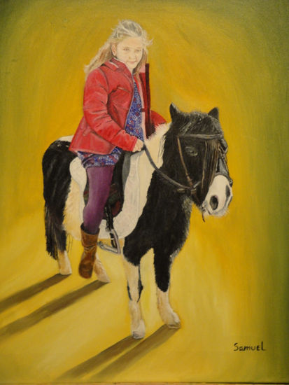 Ahinoa en pony Oil Canvas Portrait