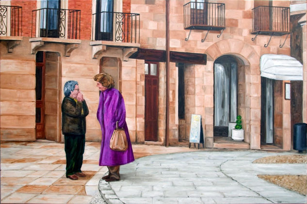 "Sin prisas" en la Plaza Mayor de Zamora. Oil Canvas Landscaping