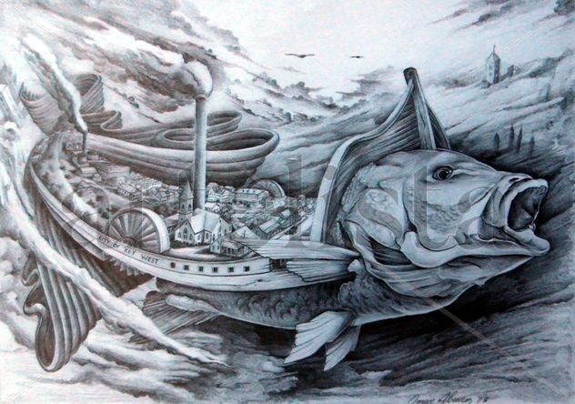 Antiguo Key West en un Pez Barco