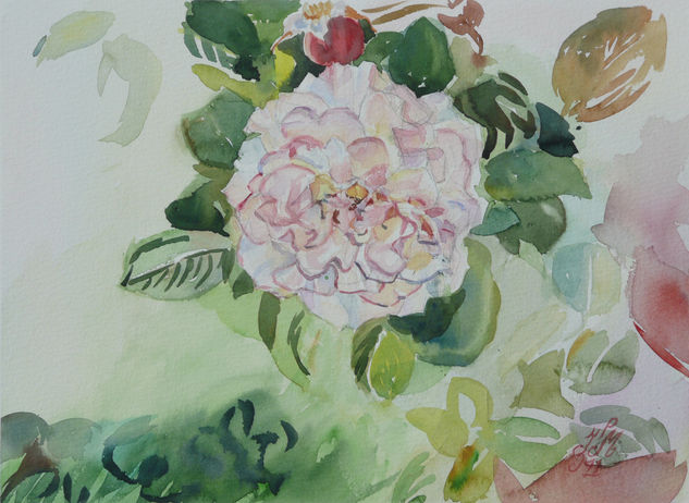 Rosa de otoño 3 Watercolour Paper Floral Painting