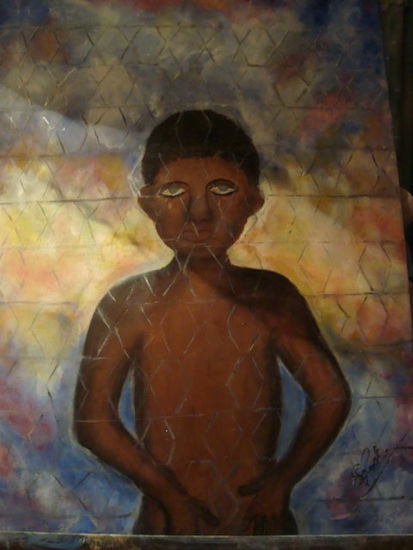 La tristeza de un niño africano Oil Canvas Figure Painting