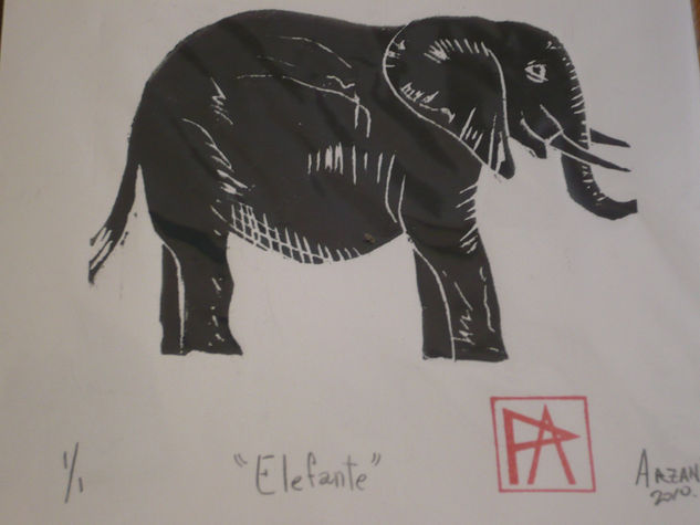 "Elefante" Xilografía