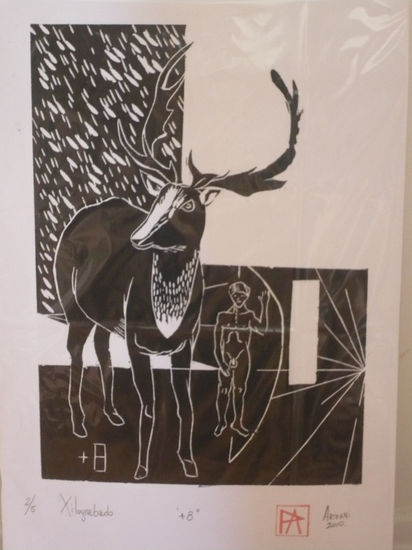 "majocho" (+8) Woodcut