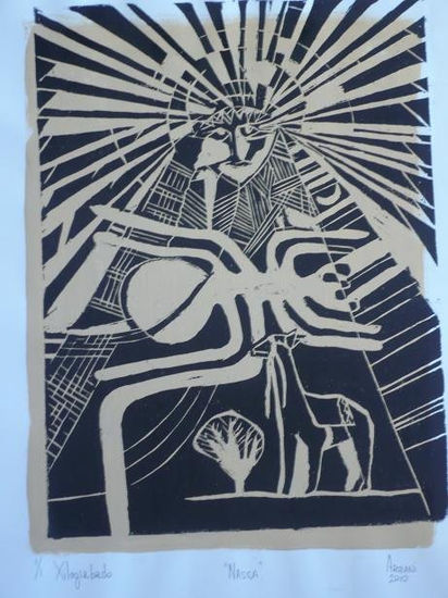 "Lineas de Nasca" Woodcut