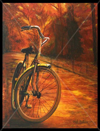 Mi vieja Bicicleta. Acrylic Canvas Landscaping