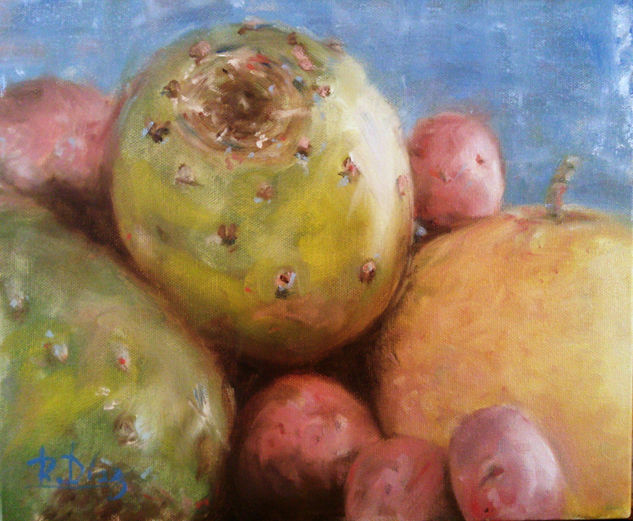 Me he de comer esta Tuna aunque me espine la mano Oil Canvas Still Life Paintings