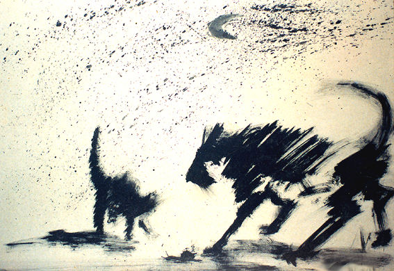 Perro, gato y caracol Gouache Paper