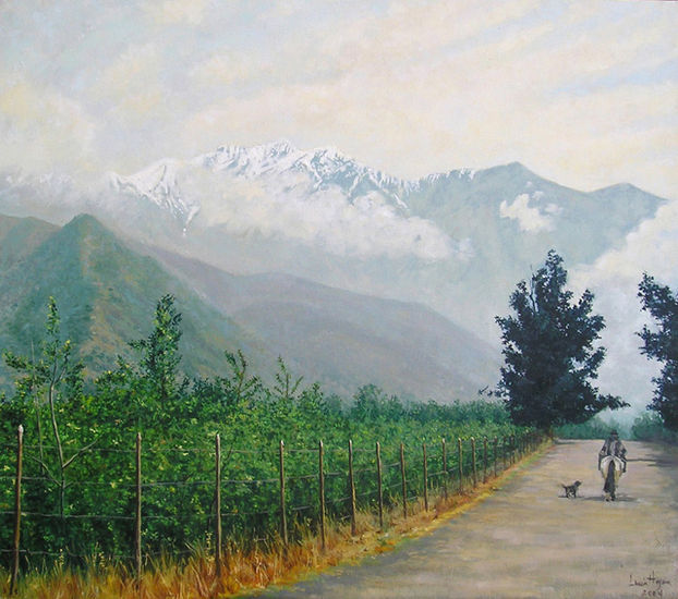 Amanecer, Cajón del Maipo Oil Canvas Landscaping