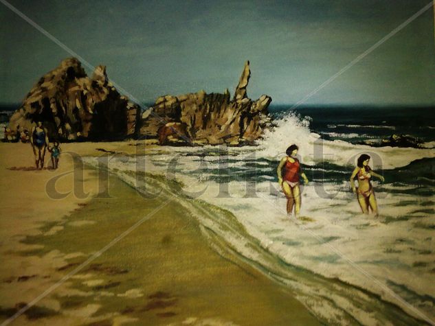 BAÑISTAS EN TODASANA Oil Canvas Landscaping