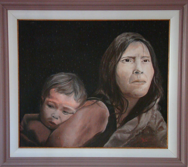 Nativa Y Su Bebé Oil Canvas Portrait