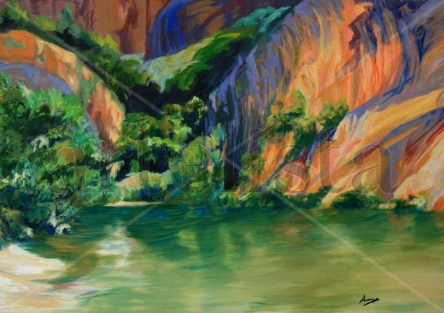 Rio Vero en Alquezar Oil Canvas Landscaping