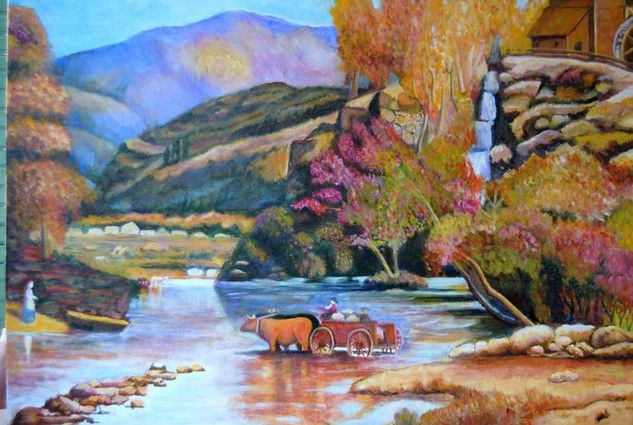 carreta de bueyes Oil Canvas Landscaping